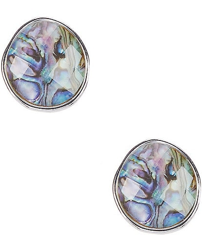 Dillard's Abalone Faceted Round Clip On Drop Earrings
