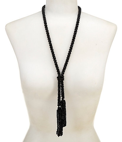 Dillard's Adjustable Beaded Tassel Statement Necklace