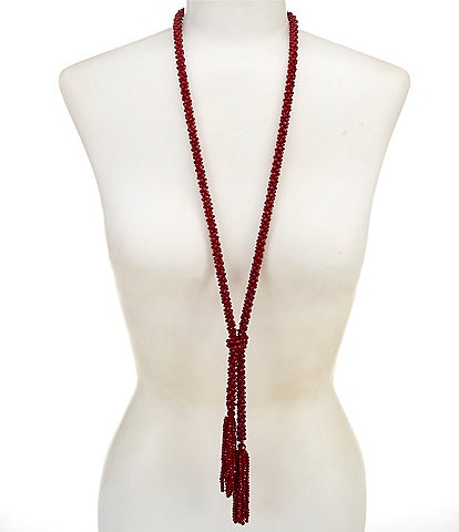 Dillard's Adjustable Beaded Tassel Statement Necklace
