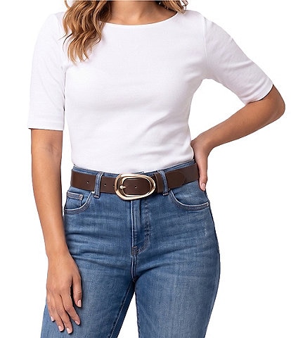 Dillard's Asymmetrical Oval Leather Belt