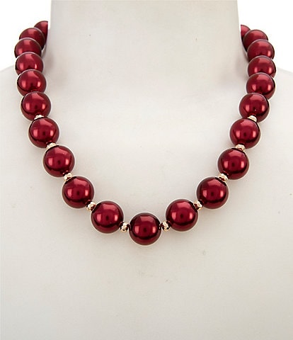 Dillard's Berry Pearl Gold Beaded Short Strand Collar Statement Necklace