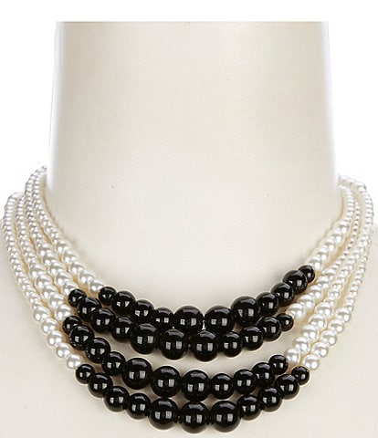 Dillard's Black & White Pearl Short Multi Strand Necklace