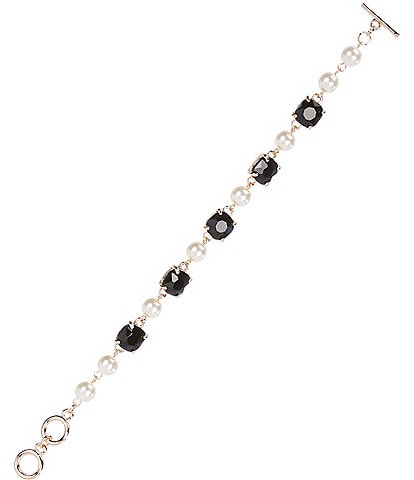 Dillard's Black Rhinestones & Pearls Line Bracelet