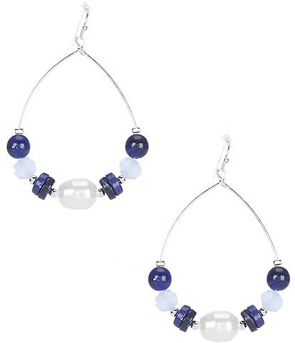 Dillard's Blue Bead Pearl Teardrop Earrings