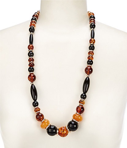 Dillard's Brown Multi Beaded Long Strand Necklace