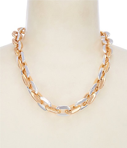 Dillard's Chunky Two Tone Chain Collar Necklace