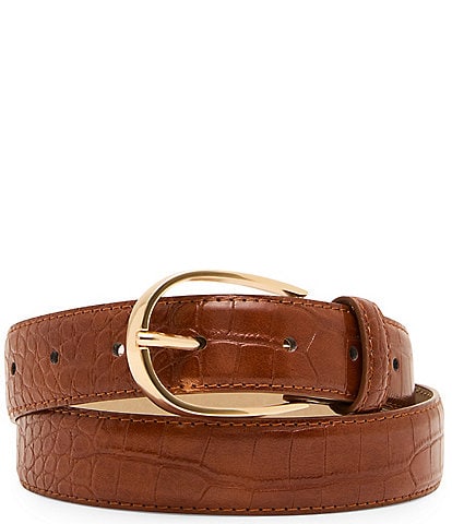 Dillard's Crocodile-Embossed Leather Belt