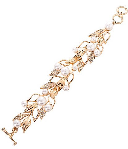 Dillard's Crystal Pave Pearl Flower Line Bracelet