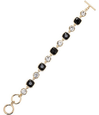 Dillard's Crystal Round & Jet Cushion Square Stone Line Bracelet