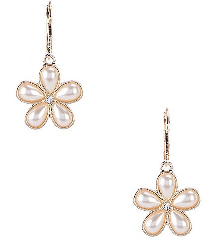 Dillard's Crystal Stone Pearl Cab Flower Drop Earrings