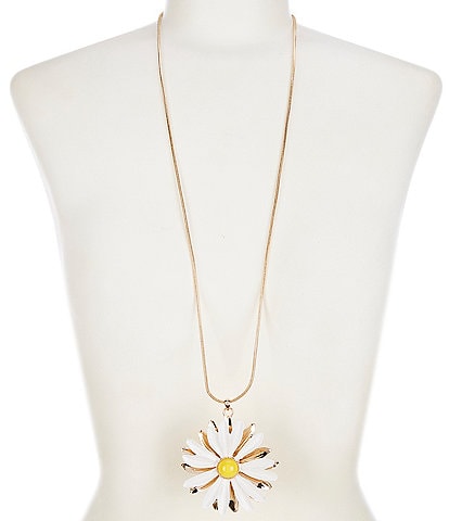 Dillard's Daisy Flower Metal Long Pendant Necklace