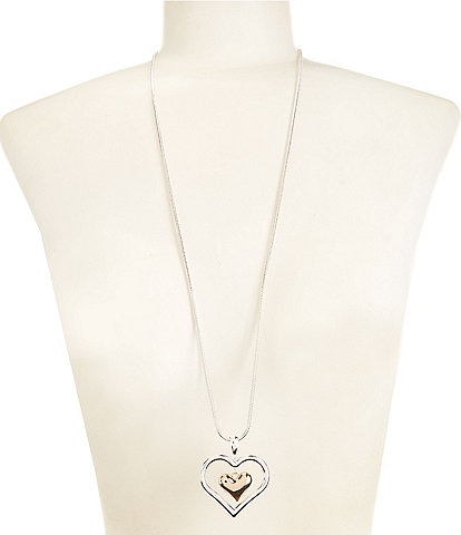 Dillard's Double Heart Long Pendant Necklace