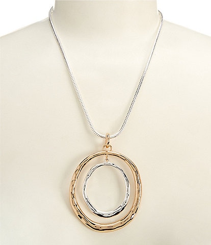 Dillard's Double Wobbly Metal Orbital Short Pendant Necklace