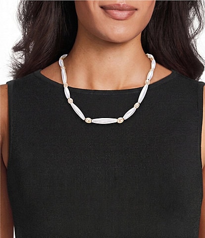 Dillard's Elongated Oval Metal Bead Short Strand Collar Necklace