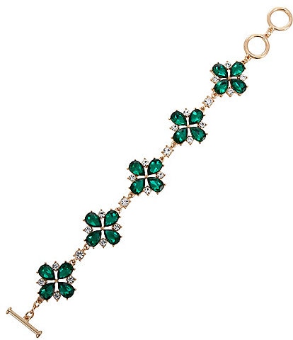 Dillard's Emerald & Crystal Stone Flower Line Bracelet