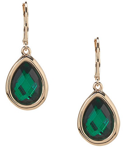 Dillard's Emerald Stone Teardrop Drop Earrings