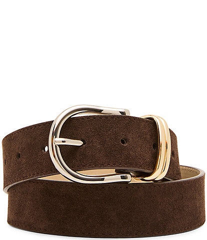 Dillard's Faux Suede Feathered Edge Stitch Belt