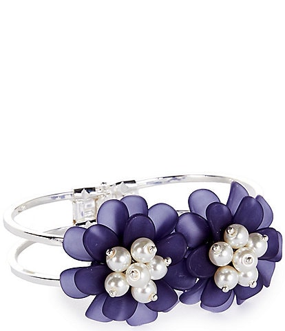 Dillard's Frosty Blue Flowers Statement Cuff Bracelet