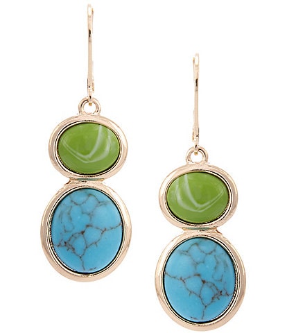 Dillard's Green & Turquoise Double Oval Drop Earrings