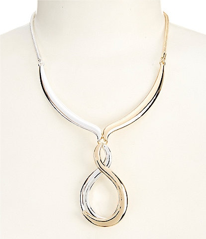 Dillard's Infinity Two Tone Metal Drop Polished Bar Collar Necklace