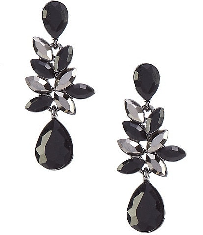 Dillard's Jet & Hematite Navette Stone Teardrop Drop Earrings
