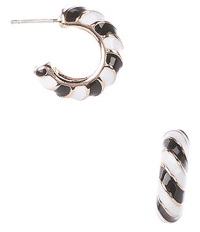 Dillard's Jet & White Enamel Striped Small Hoop Earrings