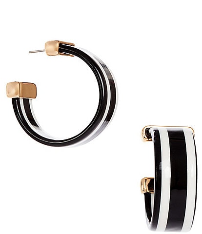 Dillard's Jet & White Striped Acrylic Hoop Earrings