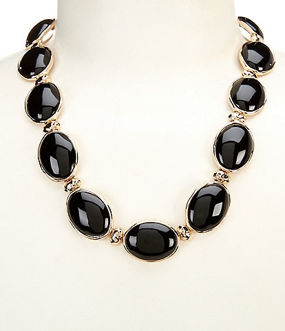 Dillard's Jet Cab Oval Metal Collar Necklace