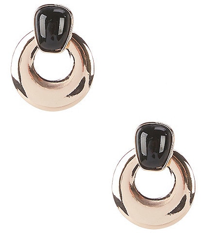 Dillard's Jet Cab Polished Metal Doorknocker Drop Earrings