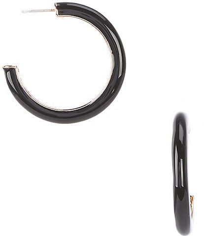 Dillard's Jet Enamel Beveled Metal Hoop Earrings
