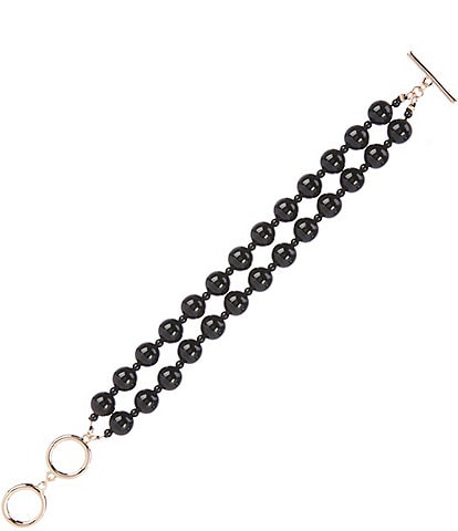 Dillard's Jet Glass Bead 2 Row Line Bracelet