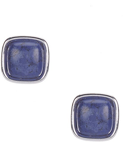 Dillard's Lapis Square Stone Clip Earrings
