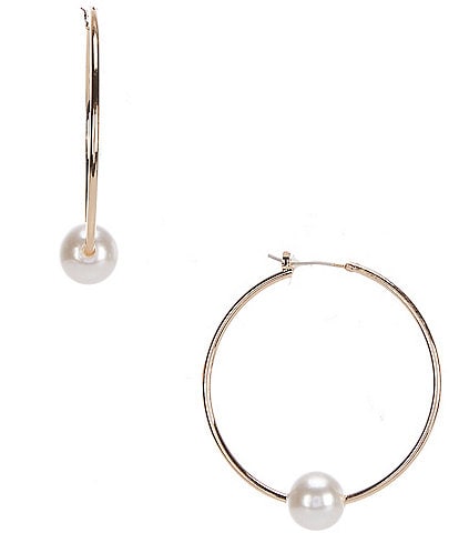 Dillard's Large Round Pearl Hoop Earrings