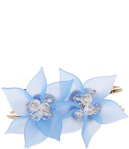 Dillard's Marina Blue Flowers Beaded Statement Cuff Bracelet