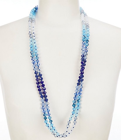 Dillard's Marina Blue Multi Bead Long Strand Necklace