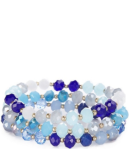 Dillard's Marina Blue Multi Bead Stretch Bracelet Set