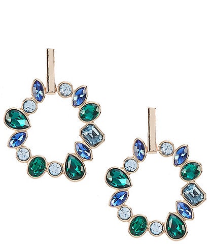 Dillard's Multi Blue & Emerald Stone Organic Open Metal Orbital Drop Earrings