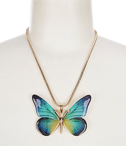 Dillard's Multi Color Butterfly Short Pendant Statement Necklace