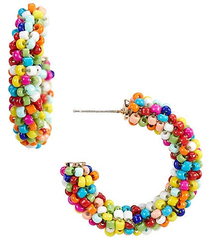 Dillard's Rainbow Seed Beaded Resort Hoop Earrings
