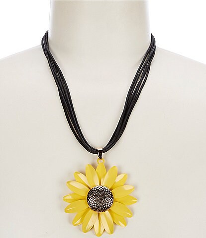 Dillard's Multi Cord Sunflower Short Pendant Necklace