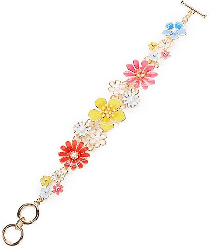 Dillard's Multi Flower Pearl Embellished Line Bracelet