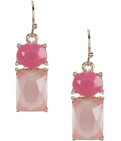 Dillard's Multi Pink Resin Oval & Square Stone Drop Earrings