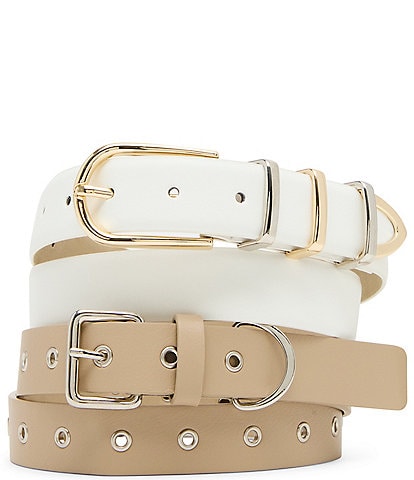 Dillard's Multi Two Tone Keeper & Full Grommet Textured Belt Set