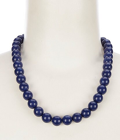 Dillard's Navy Bead Pearl Short Pendant Necklace
