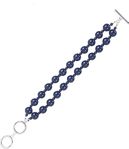 Dillard's Navy Glass Bead Double Row Line Bracelet