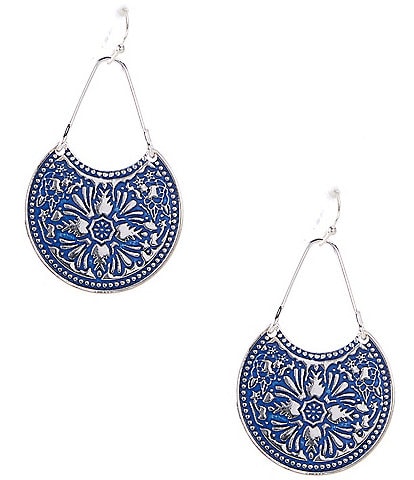 Dillard's Navy Multi Texture Metal Drop Earrings