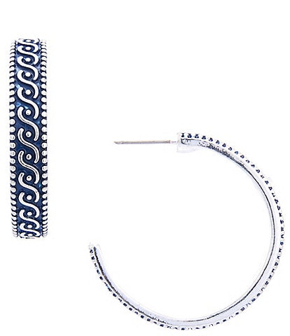 Dillard's Navy Swirl Textured Dot Edge Hoop Earrings