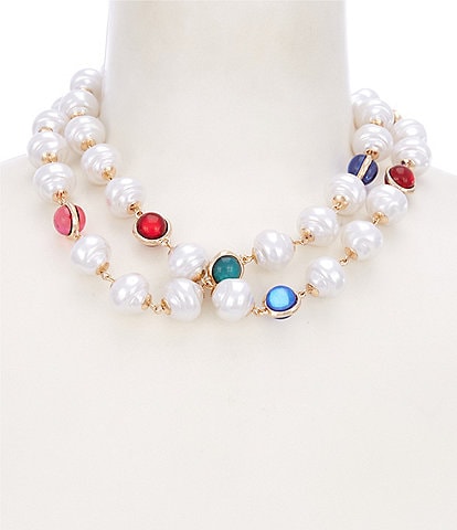 Dillard's Organic Pearl and Multicolor Statement Necklace