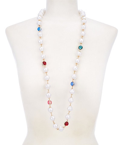 Dillard's Organic Pearl Multicolor Long Statement Necklace