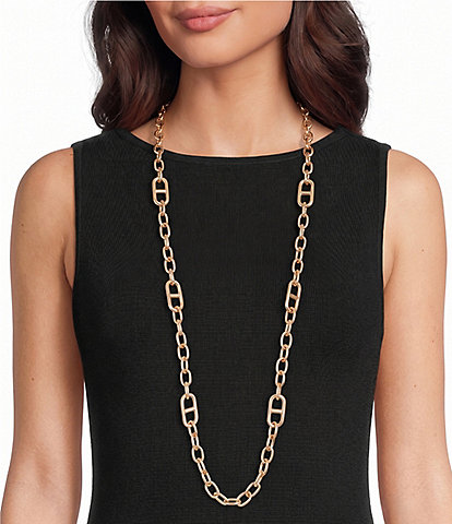 Dillard's Oval Chain Anchor Link Station Long Strand Necklace